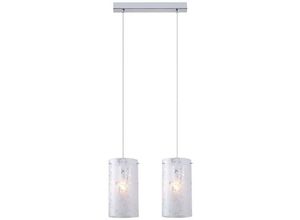 5900644341918 - Rico - Moderne hängende Pendelleuchte Chrome 2 Light mit Stoffschirm E27 - Italux