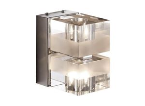 5900644342342 - Cubric - Moderne Wandleuchte Chrom 2 Licht mit Glas weißer Streifenschirm G4 - Italux