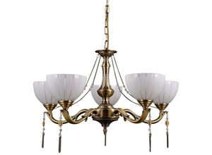 5900644433705 - Baxio - Stilisierte Kronleuchter Golden 5 Light mit Milch Glasschirm E27 - Italux