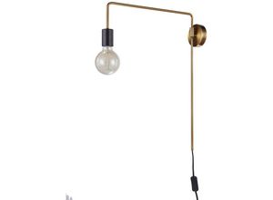 5900644434139 - Moniq - Industrie- und Retro-Wandleuchte Schwarz Matt Gold 1 Licht mit Schwarz Mattschirm E27 - Italux