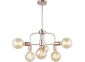 5900644436478 - Kristy Industrielle Retro-Deckenlampe mit 6 Leuchten mehrarmig halbbündig E27 - Italux