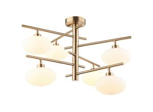 5900644437635 - Fiorenzo - Modern Hanging Pendant Brass 6 Light mit weißem Farbton G9 - Italux