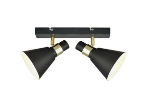 5900644437765 - Biagio - Industrie- und Retro-Wandleuchte Black Matt Gold 2 Light mit Black Matt White Shade E14 - Italux