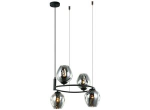 5900644439806 - Roxane - Modern Hanging Pendant Black 4 Light mit rauchigem Graphitschirm E27 - Italux