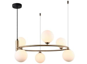 5900644439882 - Amily - Moderner hängender Anhänger Golden 6 Light mit weißem Farbton G9 - Italux