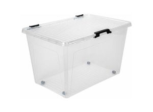 5900791001666 - Scharnierbox 52L Aufbewahrungsbox Spielzeugkiste 60x40x35cm Transparent Deckel