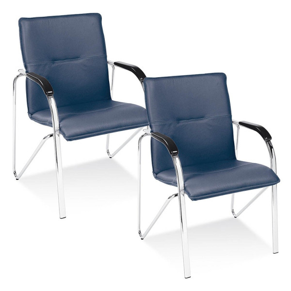5900978097147 - Besucherstuhl SAMBA blau   chrom mit Armlehnen 4-Fuß-Gestell 5900978097147 2 Stück