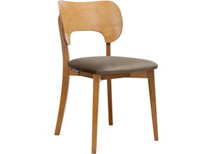 5901208002702 - KONSIMO Esszimmerstühl Gestell aus Massivholz LYCO Beige Stoff Holz Scandinavian 47x805x45 cm