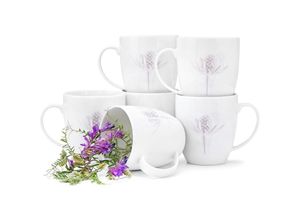 5901259906851 - Boss Becher-Set 380ml 6 Personen 6-tlg Porzellan Weiß Violett - Konsimo