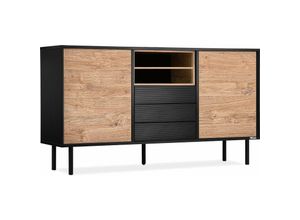 5901260726882 - Konsimo - lofty Kommode TV HiFi Einlage schwarz   Eiche natur