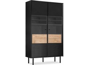 5901260742011 - Lofty Vitrinenschränk TV HiFi-Einlage schwarz   Eiche natur - Konsimo