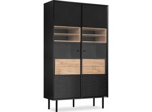 5901260742882 - Lofty Vitrinenschränk TV HiFi-Einlage schwarz   Eiche natur - Konsimo