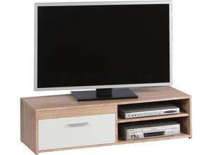 5901730803600 - TV-Schrank STOLKOM Gemma sonoma eiche weiß dekor B120cm H32cm T38cm Spanplatte Schränke 2 offenen Fächern und 1 Klappe TV bis 42 zoll geeignet 5901730803600 - TV-Schrank STOLKOM Gemma sonoma eiche weiß dekor B120cm H32cm T38cm Spanplatte Schränke 2 offenen Fächern und 1 Klappe TV bis 42 zoll geeignet