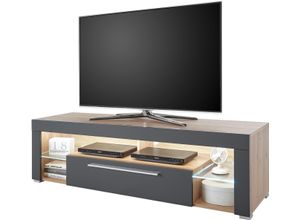 5901730810134 - TV-Schrank STOLKOM Goal artisan eiche grau dekor B153cm H44cm T44cm Spanplatte Schränke Oberboden bis 25 kg belastbar 1 Klappe mit Griff