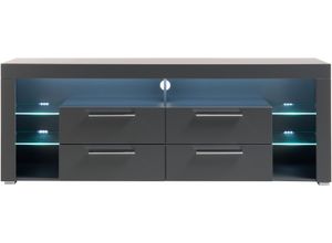 5901730810165 - TV-Schrank STOLKOM Goal grau dekor B179cm H66cm T44cm Spanplatte Schränke 4 Schubkästen 6 offenen Fächern Stellmaß 179 66 44 cm