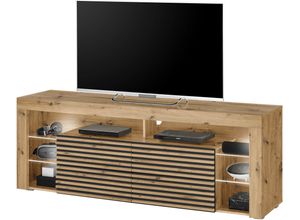 5901730818680 - TV-Schrank STOLKOM Goal artsian eiche dekor B179cm H67cm T44cm Spanplatte Schränke 4 Schubkästen 6 offenen Fächern Stellmaß 179 66 44 cm