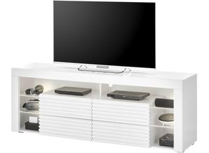5901730818697 - TV-Schrank STOLKOM Goal weiß (weiß dekor) B179cm H67cm T44cm Spanplatte Schränke 4 Schubkästen 6 offenen Fächern Stellmaß 179 66 44 cm