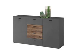 5901730930382 - HBZ - Kommode sari Sideboard passend zu Anbauwand in Grau   Flagstaff Eiche ca 150 