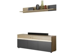 5901730932331 - Lowboard HBZ Lille TV bis zu 65 Zoll geeignet inkl LED BxHxT 160x137x38 cm Sideboards Gr B H T 160 cm x 137 cm x 38 cm 2 St schwarz (artisan eiche anthrazit) mit LED-Beleuchtung TV Möbel bis 65 Zoll geeignet in Eiche Artisan NB