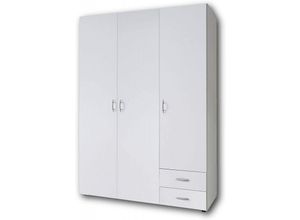 5901738000445 - Pol-power - Kleiderschrank Jugendzimmerschrank Stauraumschrank ca 120 cm base 3 Weiß