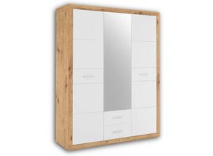 5901738028845 - Kleiderschrank Stauraumschrank Drehtüren stone Artisan Eiche Nb ca 151 cm