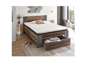 5901738029040 - Bett Jugendbett Gästebett Futonbett MARTIN Old Wood Nb   Beton Grau 140 x 200 cm