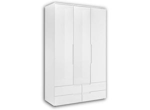 5901738029538 - Pol-power - Kleiderschrank Stauraumschrank Drehtüren 58-733-13 Weiß Hochglanz ca 126 x 20