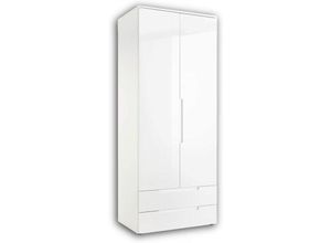 5901738029545 - Pol-power - Kleiderschrank Stauraumschrank Drehtüren Weiß Hochglanz ca 84 x 208 x 57 cm