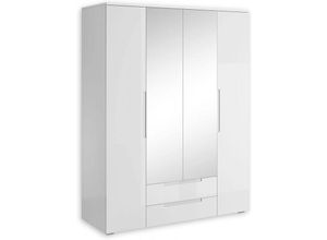 5901738034587 - Pol-power - Kleiderschrank Stauraumschrank Drehtüren ca 160 cm Spice Weiß Hochglanz Spiegel