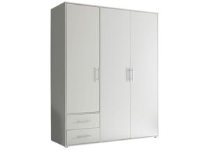 5901738036338 - Pol-power - Kleiderschrank valencia mit Drehtüren   Schubladen ca 155 x 195 x 60 cm Weiß