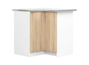 5901738163393 - Akord - Niedriger Küchenschrank Küchenschrank Ecke mit Arbeitsplatte S90   90n Weiß -White   Oak Lima Sonoma 2 Regale 2 Türen1