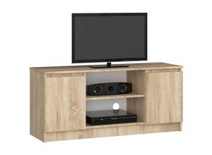 5901738164185 - Abamihome - Fernsehkommode K-120 | ein offenes Regalfach | 2 Ablagen mit Türen links und rechts | H55 x B120 x T40 cm | Gewicht 30 kg | Gewicht 30 kg