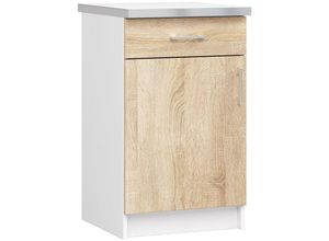 5901738164215 - Akord - Niedriger Küchenschrank Küchengarderobe 50 cm S50 Weiß Lima White   Sonoma Oak 1 Regale 1 Schubladen 1 Türen1