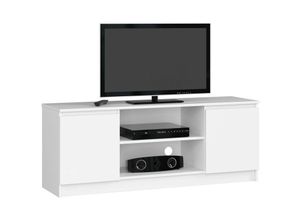 5901738164727 - Abamihome - akord Fernsehkommode K-140 | ein offenes Regalfach | 2 Ablagen mit Türen links und rechts | H55 x B140 x T40 cm | Gewicht 30 kg | Gewicht