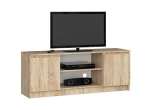 5901738164734 - Abamihome - Fernsehkommode K-140 | ein offenes Regalfach | 2 Ablagen mit Türen links und rechts | H55 x B140 x T40 cm | Gewicht 30 kg | Gewicht 40 kg