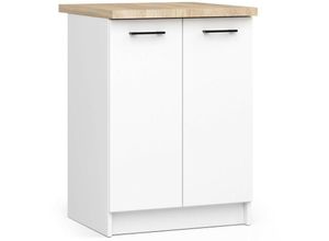 5901738168060 - Akord - Niedriger Küchenschrank Küchenschrank 60 cm S60 modularer weiß   weißer Oliwia 2 Regale 2 Türen1