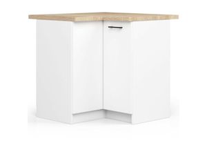 5901738168107 - Akord - Küchenschrank oliwia modular S90 Unterschrank für die Ecke der Küche mit Arbeitsplatte Weiß 90 cm 2 Türen 2 Ebenen B90 x H85 x T46 cm