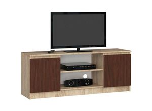 5901738168589 - Abamihome - Fernsehkommode K-140 | ein offenes Regalfach | 2 Ablagen mit Türen links und rechts | H55 x B140 x T40 cm | Gewicht 30 kg | Gewicht 40 kg