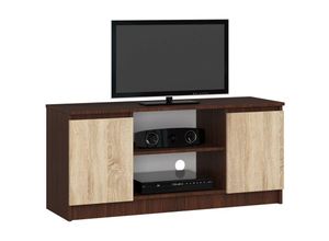 5901738168596 - Abamihome - Fernsehkommode K-120 | ein offenes Regalfach | 2 Ablagen mit Türen links und rechts | H55 x B120 x T40 cm | Gewicht 30 kg | Gewicht 30 kg