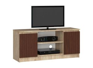 5901738168732 - Abamihome - Fernsehkommode K-120 | ein offenes Regalfach | 2 Ablagen mit Türen links und rechts | H55 x B120 x T40 cm | Gewicht 30 kg | Gewicht 30 kg