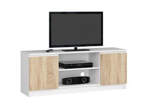 5901738168824 - Abamihome - Fernsehkommode K-140 | ein offenes Regalfach | 2 Ablagen mit Türen links und rechts | H55 x B140 x T40 cm | Gewicht 30 kg | Gewicht 40 kg