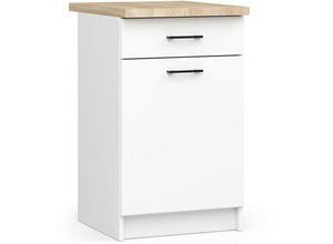 5901738169852 - Küchenschrank Akord oliwia modular S50 Unterschrank mit Arbeitsplatte Weiß 50 cm Tür Schublade 2 Ebenen B50 x H85 x T46 cm