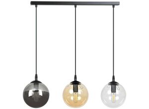 5901738895263 - Emibig Lighting - Emibig cosmo Schwarze Globe Bar Pendel-Deckenleuchte mit klaren graphitfarbenen bernsteinfarbenen Glasschirmen 3x E14