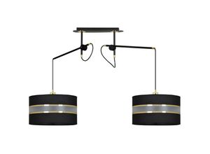 5901738898868 - Emibig Lighting - Emibig korno Schwarze Pendel-Deckenleuchte mit schwarzen goldenen Stoffschirmen 2x E27