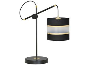 5901738898899 - Emibig Lighting - Emibig korno Schwarze Tischlampe mit rundem Schirm mit schwarzen goldenen Stoffschirmen 1x E27