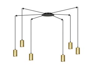 5901738899902 - Emibig Lighting - Emibig traker Schwarz Gold Cluster Pendelleuchte 6x GU10