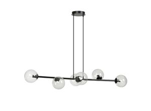 5901738900158 - Emibig Lighting - Emibig rossi Schwarze Kugel-Pendel-Deckenleuchte mit klaren Glasschirmen 6x E14