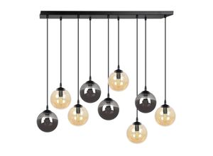 5901738900615 - Emibig Lighting - Emibig cosmo Schwarze Globe-Cluster-Hänge-Deckenleuchte mit klaren graphitfarbenen und bernsteinfarbenen Glasschirmen 9x E14