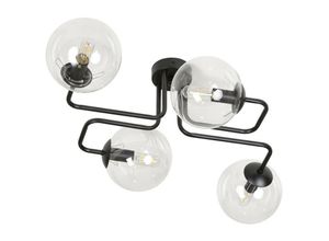 5901738900806 - Emibig Lighting - Emibig brendi Black Globe Multi Arm Halbbündige Deckenleuchte mit klaren Glasschirmen 4x E14