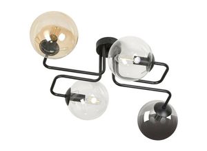 5901738900820 - Emibig Lighting - Emibig brendi Black Globe Multi Arm Semi Flush Deckenleuchte mit klaren graphitfarbenen bernsteinfarbenen Glasschirmen 4x E14